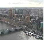 A stunning view of the Houses of Parliament from the top of the Eye.