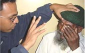 A patient is assessed on the Jibon Tari Hospital ship in Bangladesh